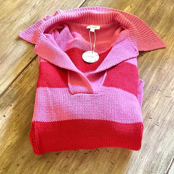 NWT,Anthro’s Oddy,Pink & Red Striped Oversized Sweater,Soft, Strechy, Size 1X - Picture 3 of 13